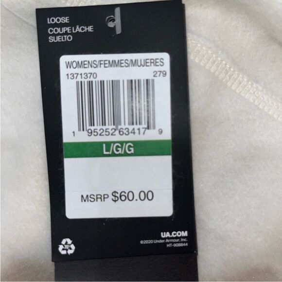 Under Armour Women’s Project Rock Cream Short Sleeve Hoodie Sweatshirt Sz Large - Picture 9 of 11